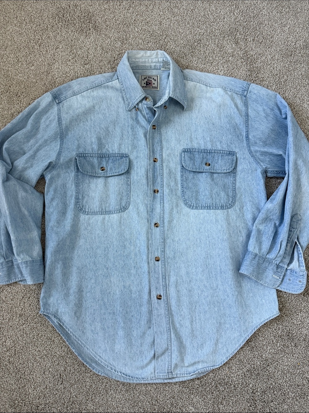 American Blue Light Wash Denim Button-Down Shirt